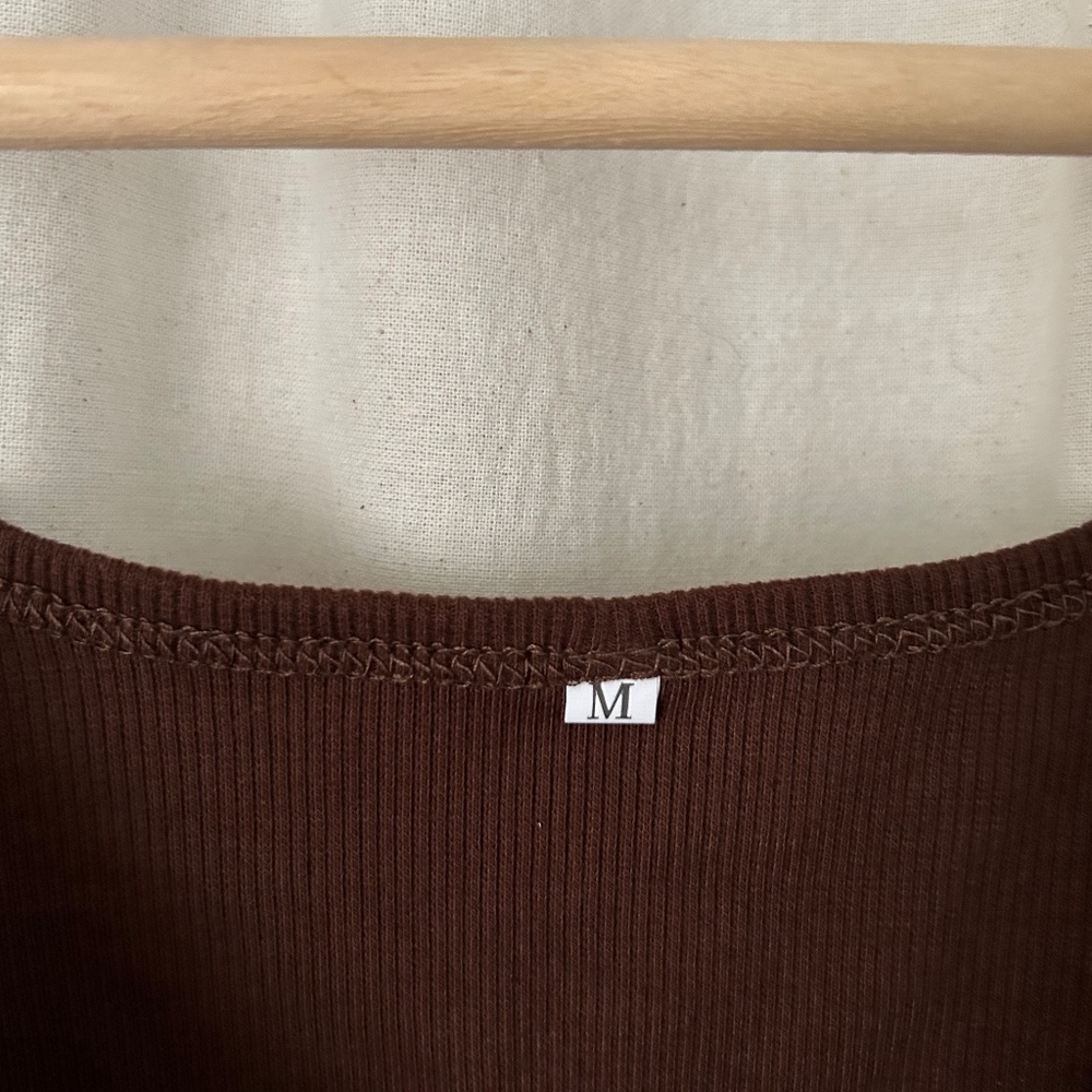 Brown Ribbed Tank with side ties - Picture 5 of 5